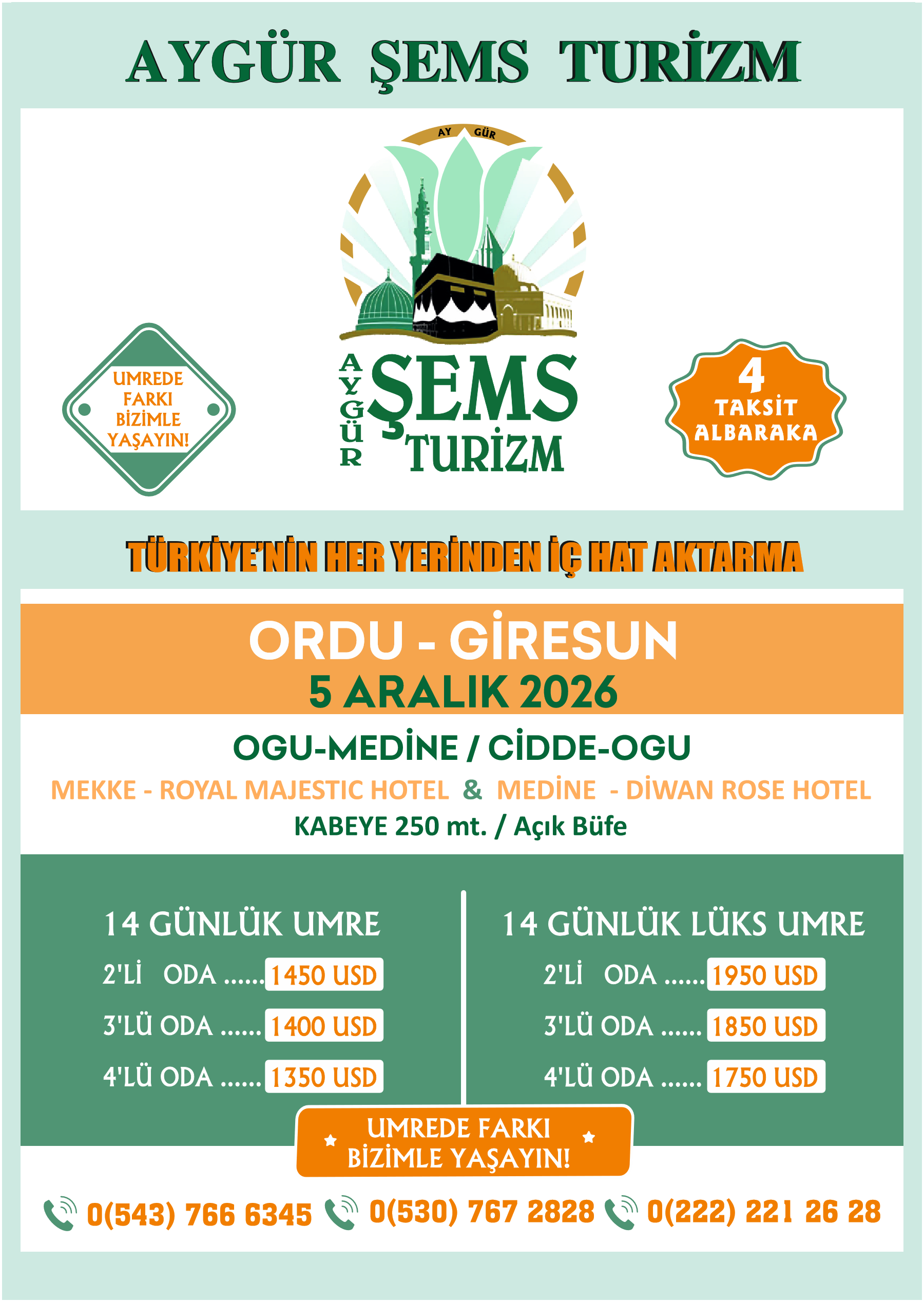 Ordu Giresun çıkışlı umre program broşürü